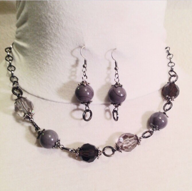 Graue Perle Halskette Set/Und Ohrring Alltäglichen Schmuck Kurze Einfache Graue Perle Halskette Set/Und Ohrring Alltäglichen Schmuck Kurze Einfache von MynisaUnique