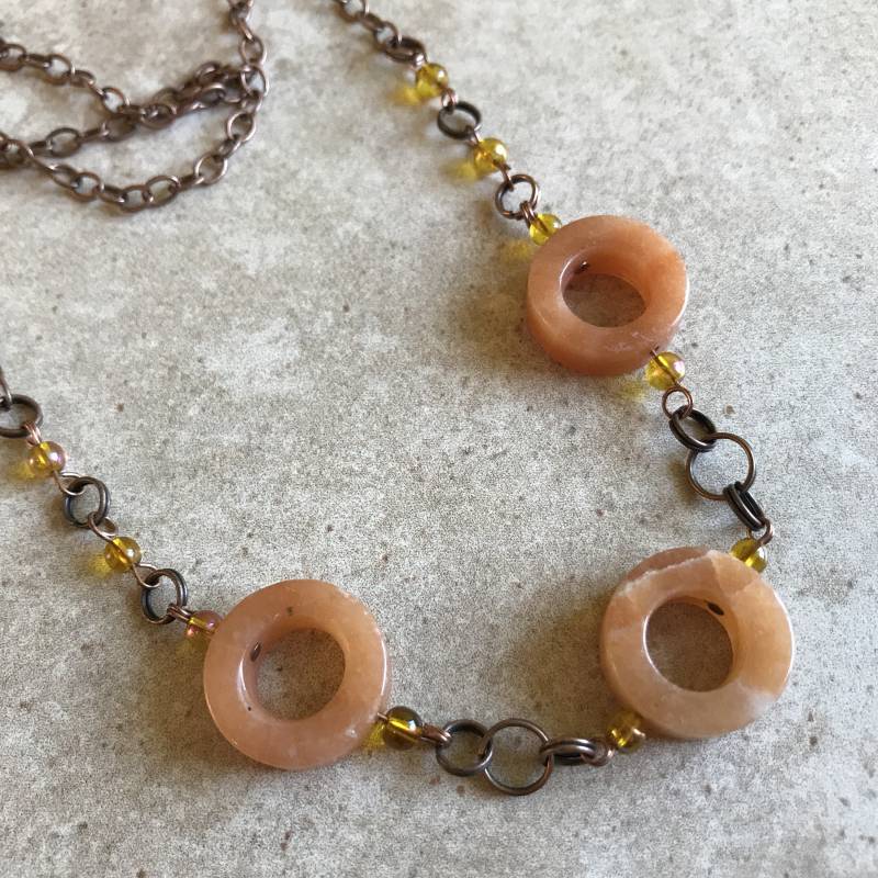 Lange Einfache Halskette - Orange Perlen, Handgemachte Schmuck Lange Einfache Halskette - Orange Perlen, Handgemachte Schmuck von MynisaUnique