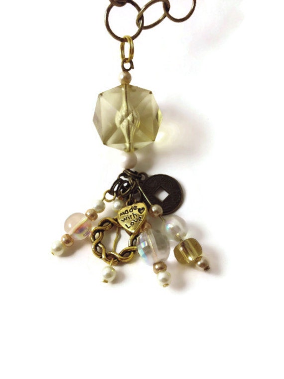 Lange Gelbe Halskette/Baumeln Bronze Industriellen Schmuck Lange Gelbe Halskette/Baumeln Bronze Industriellen Schmuck von MynisaUnique