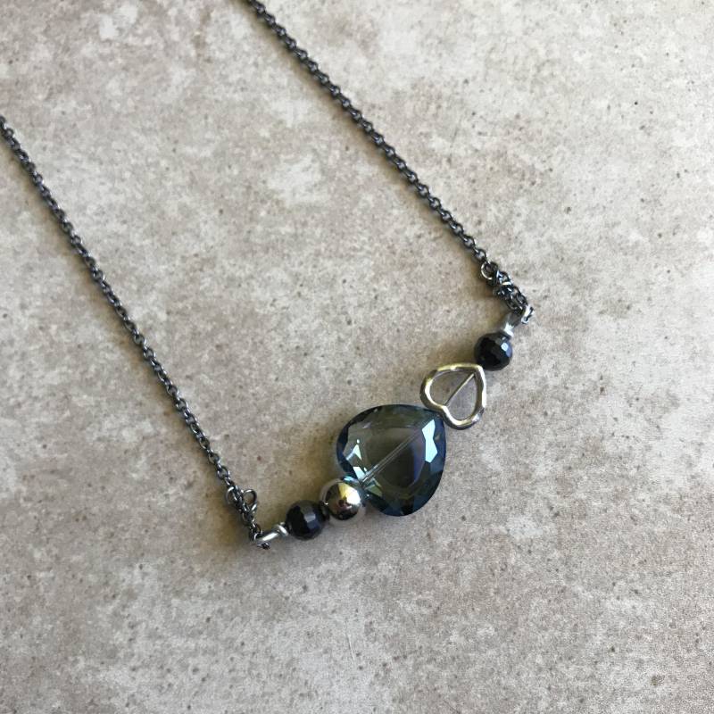 Valentine Halskette/Glänzende Herzen Schwarzes Herz Statement Geschenk von MynisaUnique