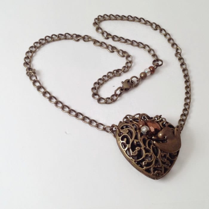 steampunk Herz Halskette/Bronze Filagree Charme Valentinstag von MynisaUnique