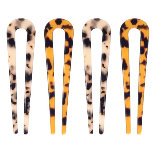 Mynoozi 4 Stück Haarnadeln in U-Form, U-förmige Haarnadeln für französische Twist-U-förmige Haarnadeln, Gabelstäbchen für Frauen und Mädchen, Frisuren-Zubehör von Mynoozi