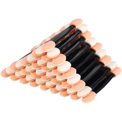 Mynoozi Einweg-Lidschattenpinsel, doppelseitig, Lidschatten-Applikator, ovaler Augen-Make-up-Applikator für Mädchen und Frauen, 50 Stück von Mynoozi