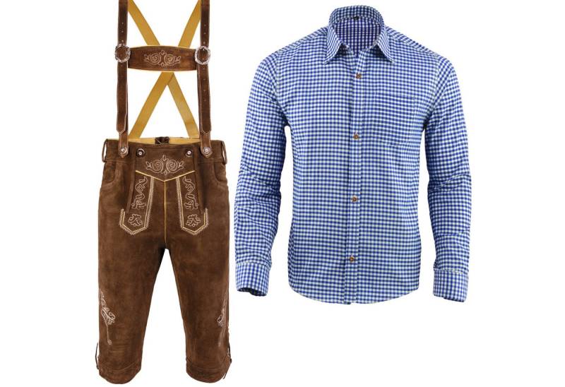 Myooka Trachtenlederhose Herren Trachtenlederhose 2 Teiliges Trachtenset Trachten Set LE1BRM von Myooka
