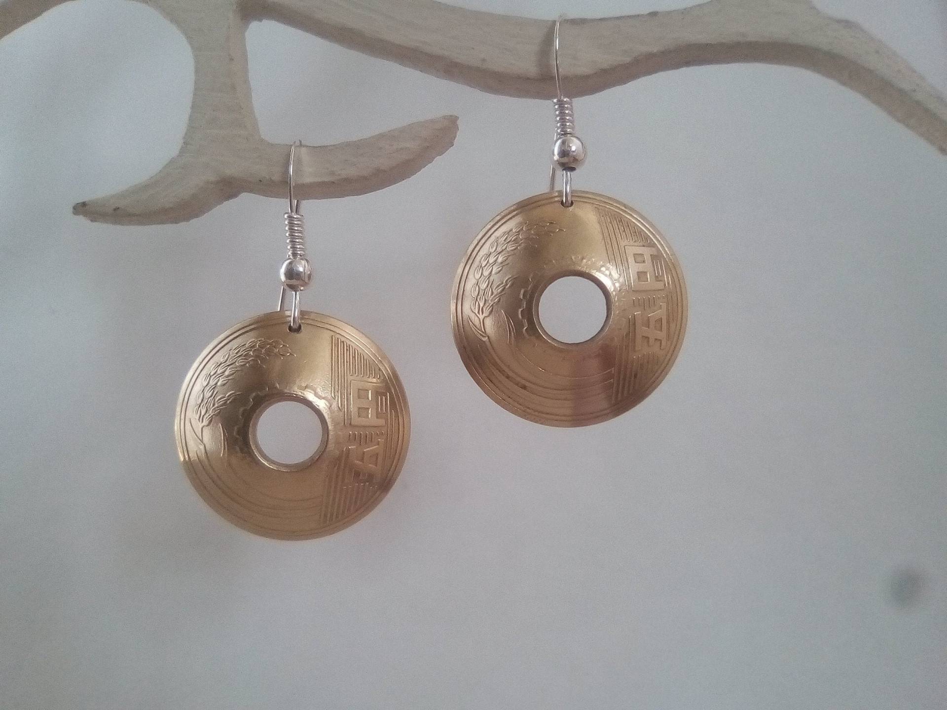 Ohrringe in 5 Yen Aus Japan Und 925Er Sterlingsilber Ohrringe in 5 Yen Aus Japan Und 925Er Sterlingsilber von MyosotisCreation