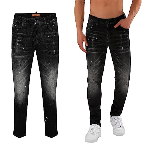 Myproblems Jeans Schwarz Herren Regular Fit Designer Hose Neu (as3, Alpha, xx_l, Regular, Regular, Schwarz) von Myproblems