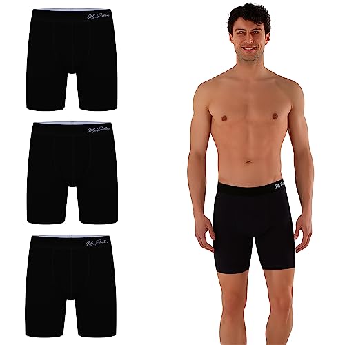 Myproblems Langes Bein Baumwolle Boxershorts Unterwäsche Herren S-XXL Männer Unterhosen verlängertes Hosenbein nachhaltig ohne kratzenden Zettel (3, 3XL) (as3, Alpha, 3X_l, Regular, Regular, Schwarz) von Myproblems
