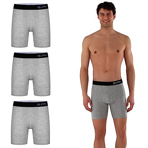 Myproblems Langes Bein Baumwolle Boxershorts Unterwäsche Herren S-XXL Männer Unterhosen verlängertes Hosenbein nachhaltig ohne kratzenden Zettel (3, 3XL) (as3, Alpha, m, Regular, Regular, Grau) von Myproblems