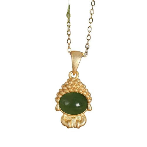 Jade-Anhänger-Halskette, Jade-Anhänger für Männer, Feng Shui Halskette Sterling Silber Halskette for Frauen Buddha Anhänger Halskette Natürliche Jade Halskette Talisman Edelstein Halsband Gold Meditat von MyrXFb