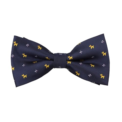 MyriadBliss Dunkelblau mit gelben Hundemustern, Fliege für Herren, Vorgebunden mit Verstellbarem Band 15-19 cm, Doppellagiges Satin, Elegant für Hochzeit und Festliche Anlässe MyriadBliss Dunkelblau mit gelben Hundemustern, Fliege für Herren, Vorgebunden mit Verstellbarem Band 15-19 cm, Doppellagiges Satin, Elegant für Hochzeit und Festliche Anlässe von MyriadBliss