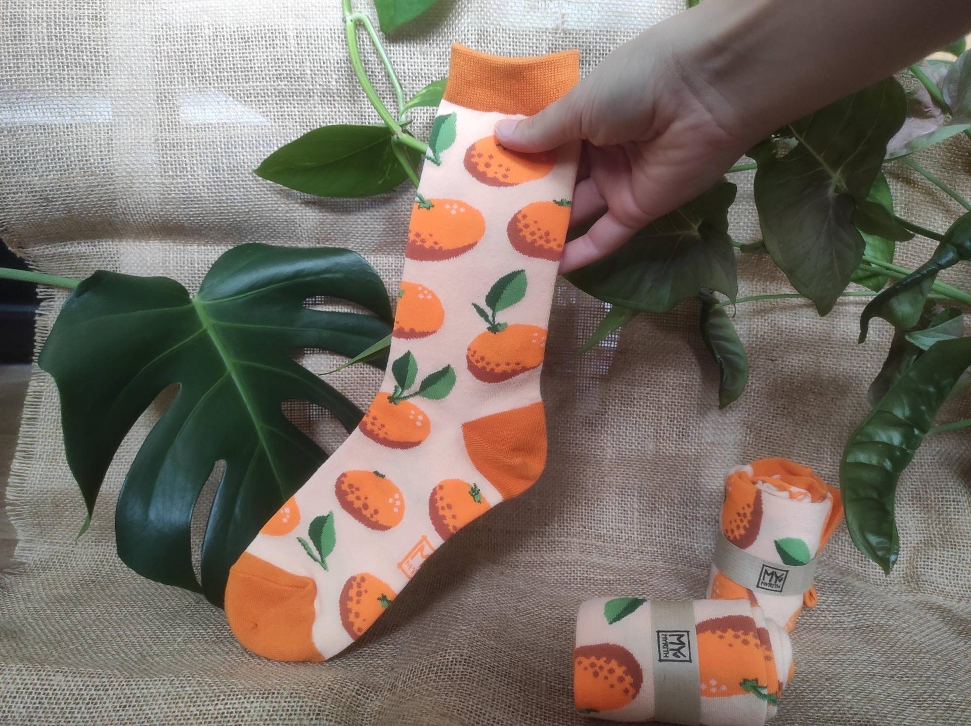 Designer Socken - Mandarinen/Orangen von MyrithArt