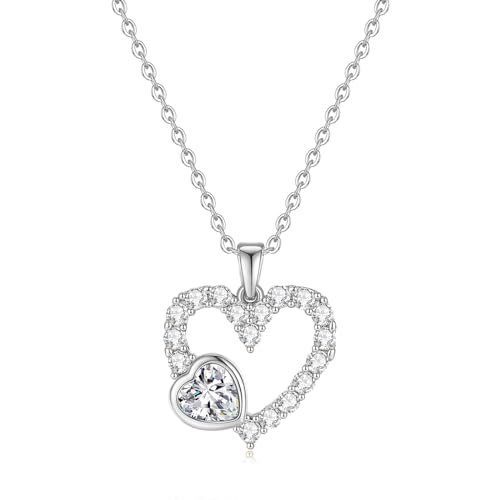 Myrnaist Halskette Damen Silber Herz Kette mit Weiß Zirkonia für Sie Edelstahl Herz Anhänger Schmuck Geschenke für Frauen Mädchen Geburtstag Myrnaist Halskette Damen Silber Herz Kette mit Weiß Zirkonia für Sie Edelstahl Herz Anhänger Schmuck Geschenke für Frauen Mädchen Geburtstag von Myrnaist