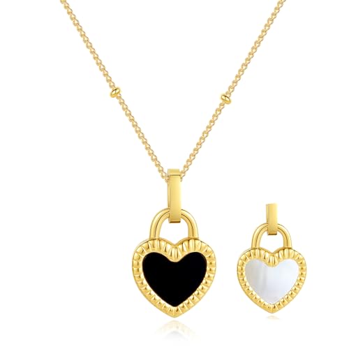 Myrnaist Halskette Damen Herz Kette mit Rosa Zirkonia für Sie Edelstahl Herz Anhänger Schmuck Geschenke für Frauen Mädchen Geburtstag (black-white) Myrnaist Halskette Damen Herz Kette mit Rosa Zirkonia für Sie Edelstahl Herz Anhänger Schmuck Geschenke für Frauen Mädchen Geburtstag (black-white) von Myrnaist
