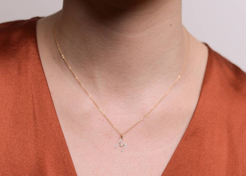 Diamant Solitär Halskette - -Diamant Lünette Zierliche -Geburtstag Geschenk -Valentinstag von MyrrhJewelry