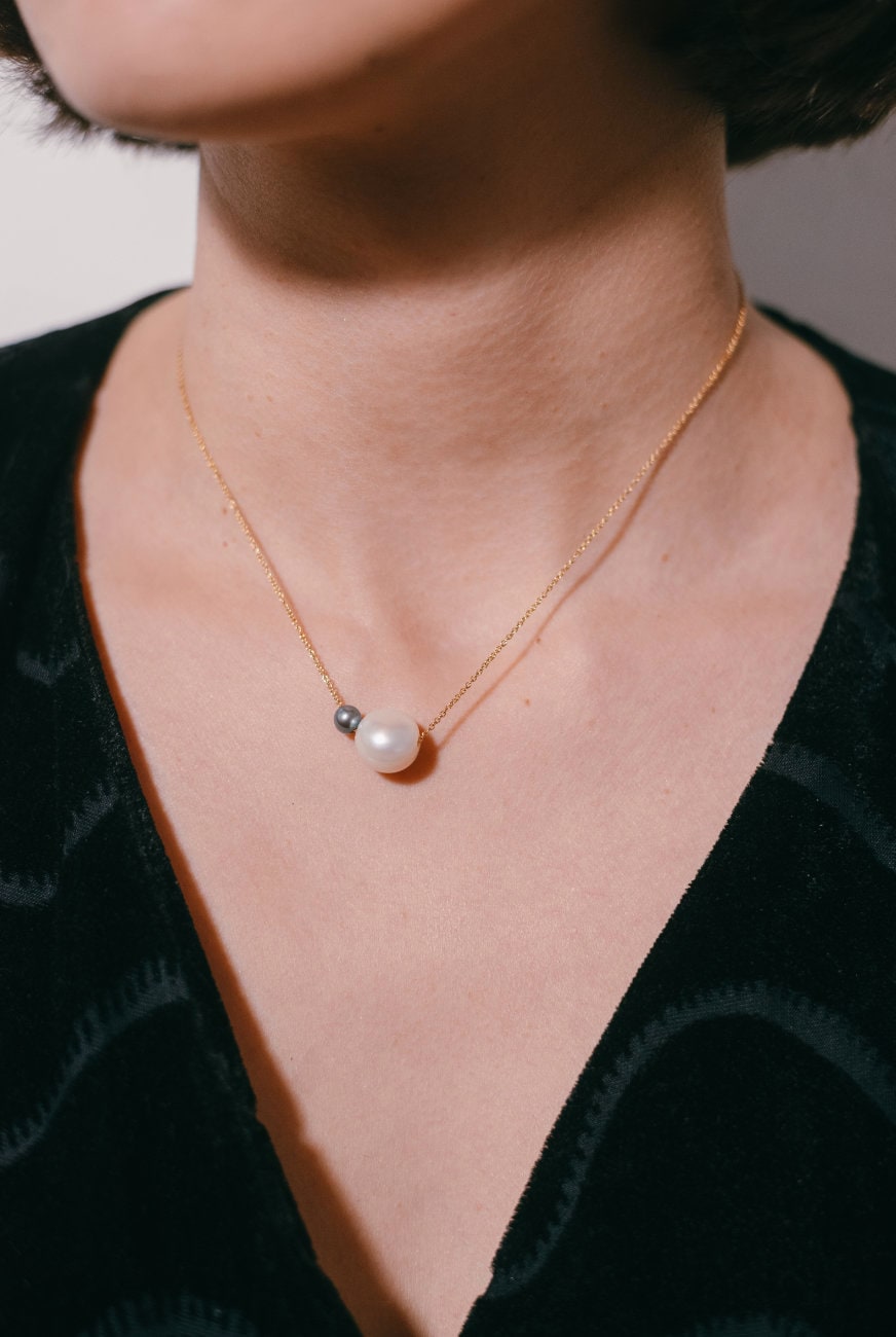 Perlen-Halskette-Perle Und Gold Halskette-Gold Filled Halskette - Zierliche Perlen-Halskette-statement Halskette von MyrrhJewelry