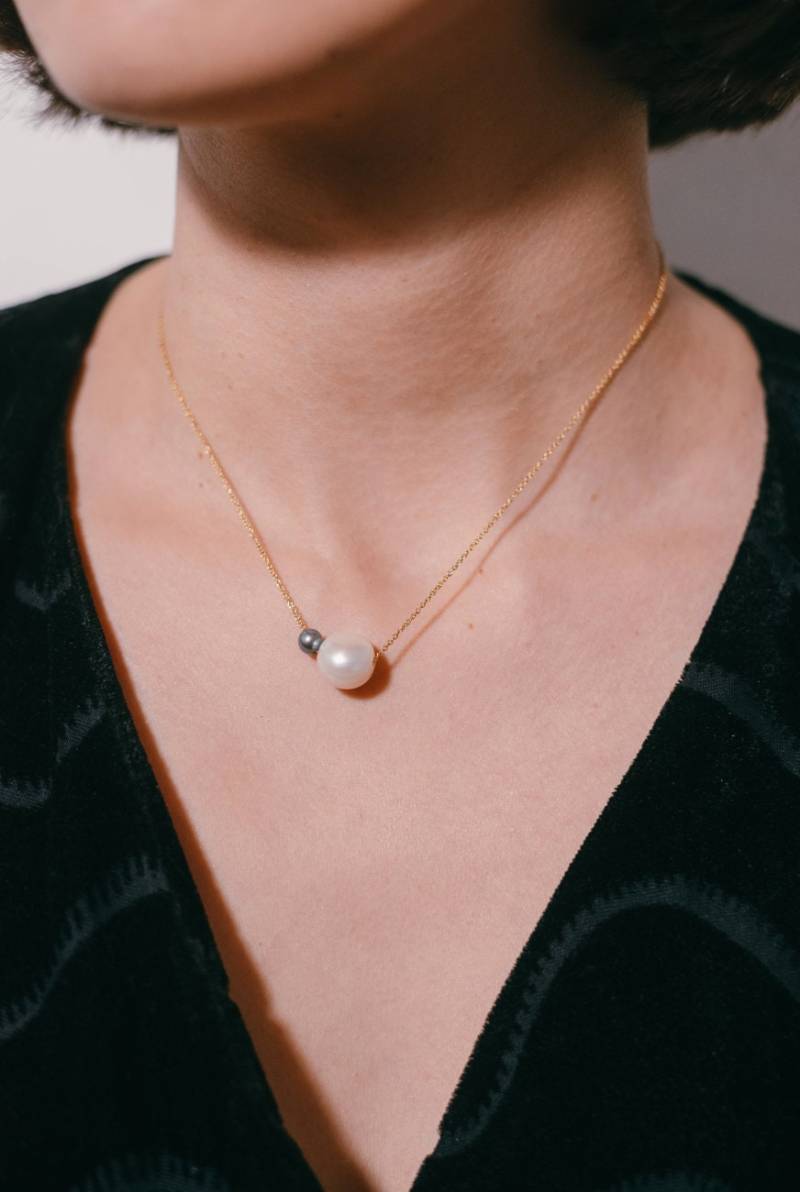 Perlen-Halskette-Perle Und Gold Halskette-Gold Filled Halskette - Zierliche Perlen-Halskette-statement Halskette von MyrrhJewelry