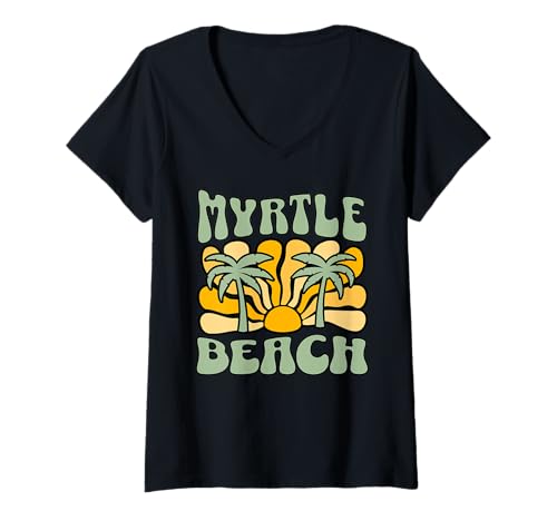 Damen Myrtle Beach T-Shirt mit V-Ausschnitt Damen Myrtle Beach T-Shirt mit V-Ausschnitt von Myrtle Beach South Carolina Surfing Surf Ocean USA