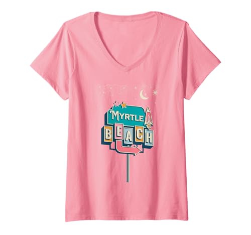 Damen Myrtle Beach T-Shirt mit V-Ausschnitt Damen Myrtle Beach T-Shirt mit V-Ausschnitt von Myrtle Beach Souvenirs