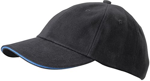 6 Panel Raver Bicolor Sandwich Baseball Cap in Heavy Brushed Cotton mit Metallschnalle zur Grössenverstellung in 16 Farbkombinationen ( Einheitsgrösse ) Graphit-Aqua von Myrtle Beach