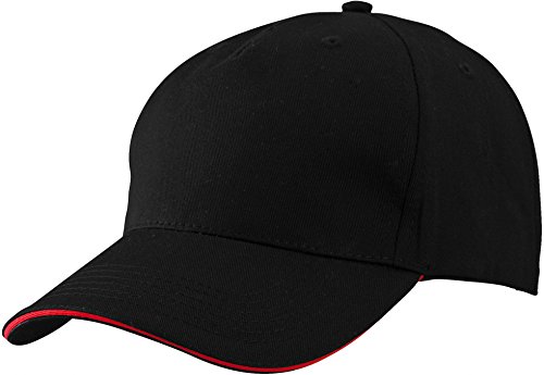 Myrtle Beach 5 Panel Sandwich Cap in Kontrastfarben MB6526, Farbe:Black/Red;Größe:One Size von Myrtle Beach