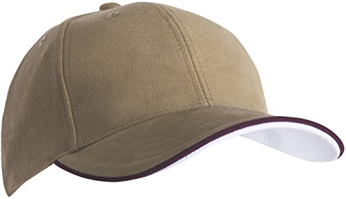 Myrtle Beach 6 Panel Double Sandwich Cap in Kontrastfarben MB6197, Farbe:Dark Khaki/Maroon/White;Größe:One Size von Myrtle Beach