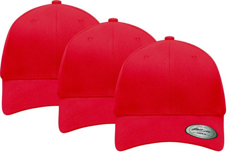 Myrtle Beach Baseball Cap 3er-Pack Elastic Fit Baseball Cap ohne Verschluss MB6206 (Spar-Set, 3er-Pack) Elasthaneinsatz und dehnbares Schweißband von Myrtle Beach