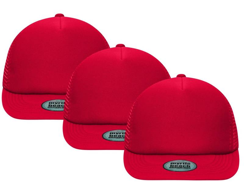 Myrtle Beach Baseball Cap 3er-Pack Trendiges Cap mit flachem Schild und extra softem Mesh MB6211 (Spar-Set, 3er-Pack) Größenregulierung durch "click & snap" Verschluss von Myrtle Beach