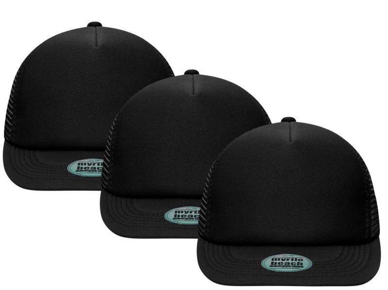 Myrtle Beach Baseball Cap 3er-Pack Trendiges Cap mit flachem Schild und extra softem Mesh MB6211 (Spar-Set, 3er-Pack) Größenregulierung durch "click & snap" Verschluss von Myrtle Beach