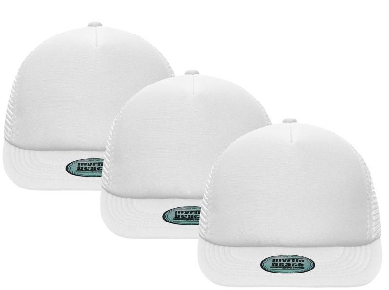Myrtle Beach Baseball Cap 3er-Pack Trendiges Cap mit flachem Schild und extra softem Mesh MB6211 (Spar-Set, 3er-Pack) Größenregulierung durch "click & snap" Verschluss von Myrtle Beach