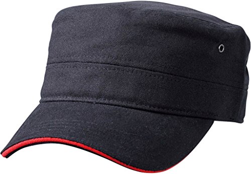 Myrtle Beach Sandwich Cap im Military-Stil aus robustem Baumwollcanvas (black/red) von Myrtle Beach