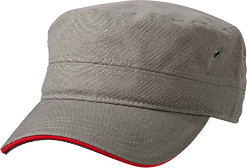 Myrtle Beach Sandwich Cap im Military-Stil aus robustem Baumwollcanvas (olive/red) von Myrtle Beach