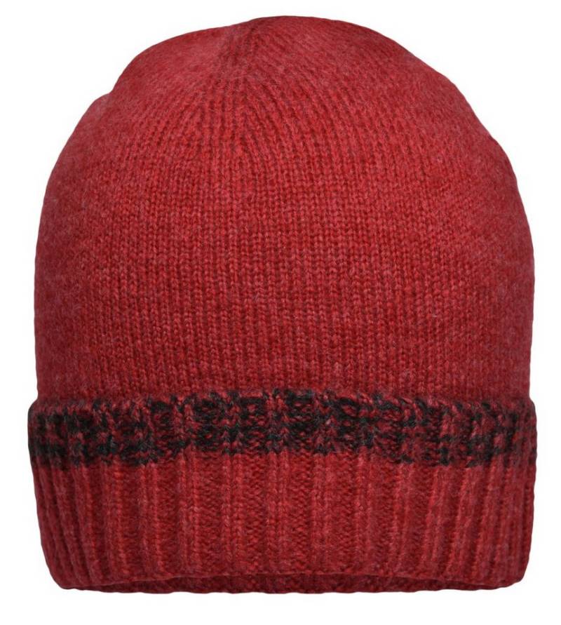 Myrtle Beach Strickmütze Traditional Beanie Melierte Strickmütze mit Krempe MB7116 Effektvolle Akzente durch zweifarbiges Ripp-Design von Myrtle Beach