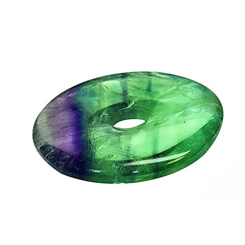 Mysale24 Fluorit | Donut | Anhänger mit Lederband | Regenbogenfluorit | Edel- und Heilstein | aus China von Mysale24