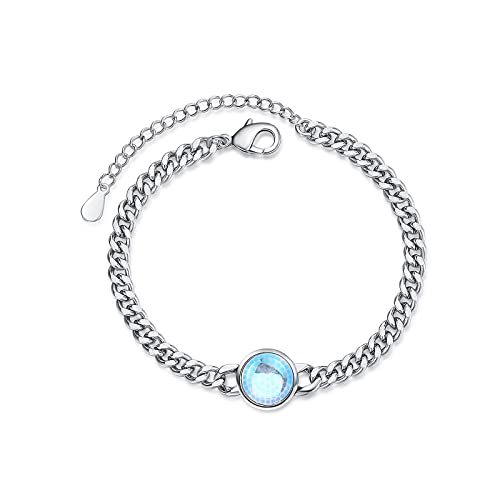 Myshiwu 925 Sterling Silber Cuban Link Armband Vintage Thai Silber Heavy Duty Mondstein-Armband für Frauen Geschenk von Myshiwu