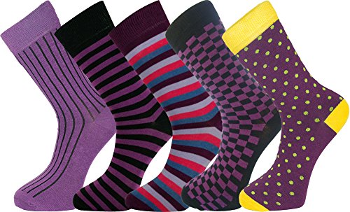 Mysocks® 5 Paar Herren Socken Auswahl von lila Extra feine gekämmte Baumwolle Größe 40-45 von Mysocks