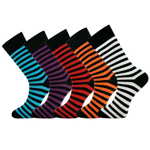 Mysocks® 5 Paar Herren Socken Streifen Extra feine gekämmte Baumwolle Größe 41-46 von Mysocks