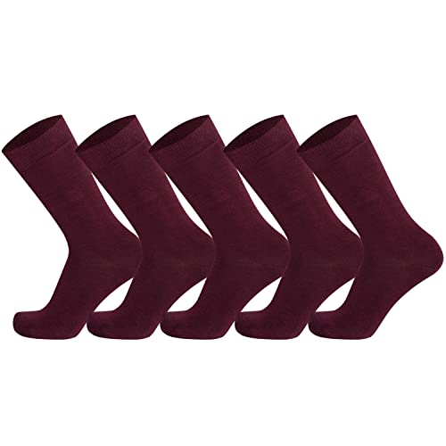 Mysocks® 5 Paare Herren Socken Feinste gekämmte Baumwolle Einfach Burgund von Mysocks