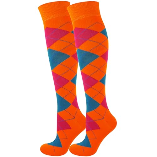 Mysocks® Knie hoch Argyle Socken Grau Dunkelgrau Schwarze rote Linie von Mysocks