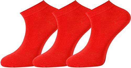 Mysocks, Herren-Damen-Sneakersocken, Feine Baumwolle, Nahtlose Spitze 3 Paar rot von Mysocks