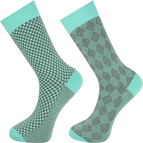Mysocks 2 Paar Herren Socken aus extra feiner gekämmter Baumwolle Minze Schwarz von Mysocks