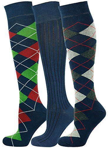 Mysocks Kniestrümpfe Damen Kniestrümpfe Herren - Unisex Knee High Socks Knie Strümpfe - Gekämmte Baumwolle Knie Strümpfe, 3 Paare Multi Design 02, 37-41 von Mysocks