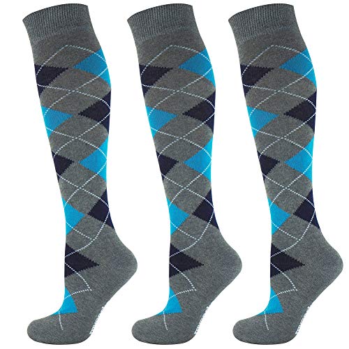 Mysocks 3 Paare Kinder Kniestrümpfe Socken Argyle Anthrazitblau Marine von Mysocks