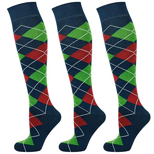 Mysocks 3 Paare Kinder Kniestrümpfe Socken Argyle Navy Rot Grün von Mysocks