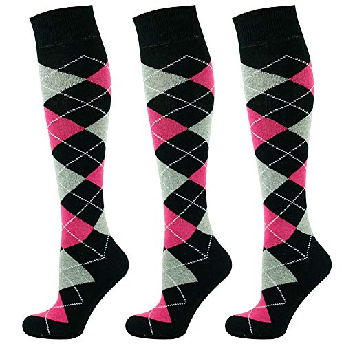 Mysocks 3 Paare Kinder Kniestrümpfe Socken Argyle Schwarzes Rosa von Mysocks