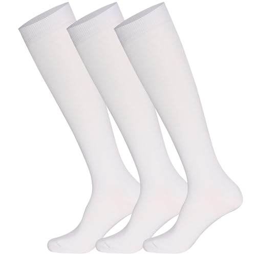 Mysocks 3 Paare Kinder Kniestrümpfe Socken Einfach Weiß, 31-36 von Mysocks