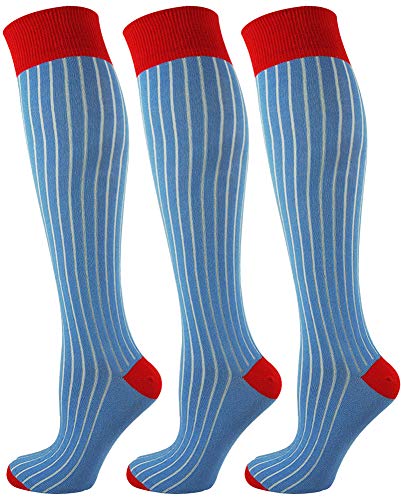 Mysocks 3 Paare Kinder Kniestrümpfe Socken Geripptes blaues Rot von Mysocks