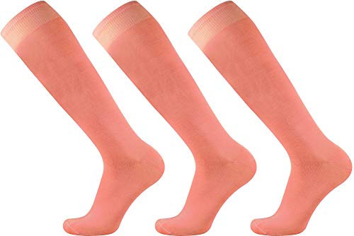 Mysocks 3 Paare Kniehohe mercerisiert Einfache Socken Lachs von Mysocks