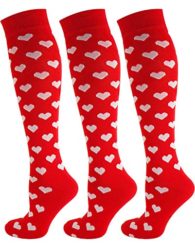 Mysocks 3 Paare Kniestrümpfe Blumensocken Rote Herzen von Mysocks