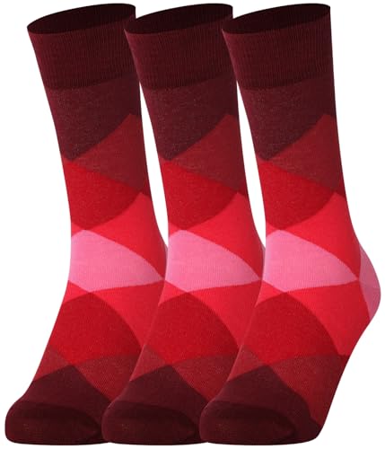 Mysocks 3 Paare Knöchelsocken Diamant Entwurf Burgund rosa von Mysocks