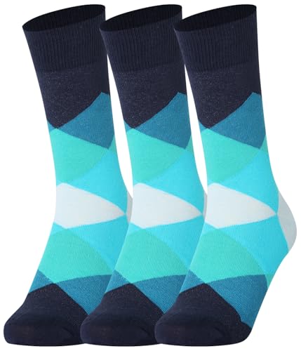 Mysocks 3 Paare Knöchelsocken Diamant Entwurf Marine blau von Mysocks